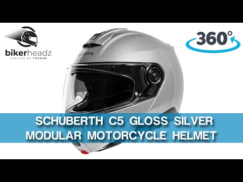 The New SCHUBERTH C5 Gloss Silver Modular Motorcycle Helmet 4K 360° Video