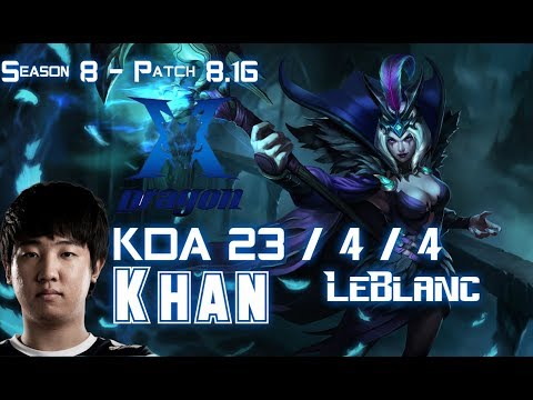 KZ Khan LEBLANC vs ORIANNA Mid - Patch 8.16 KR Ranked