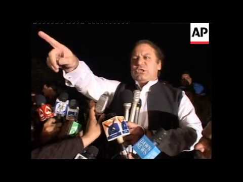 Former PM Sharif, leader of PML-N party, addressing supporters