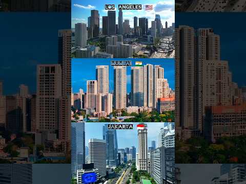 Los Angeles 🇺🇲 V's mumbai 🇮🇳 V's jakarta 🇮🇩 #asiancities #drone #skyview #india #skyscraper #jakarta
