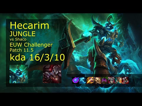 Hecarim vs Shaco Jungle - EUW Challenger 16/3/10 Patch 11.5 Gameplay