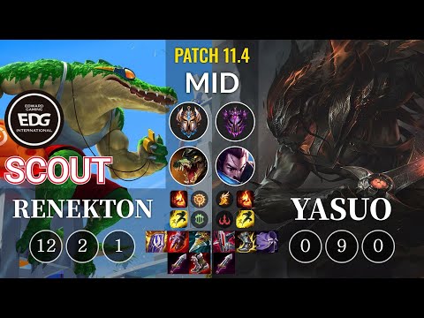 EDG Scout Renekton vs Yasuo Mid - KR Patch 11.4