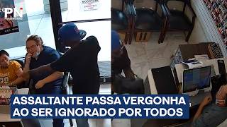 Assaltante entra em salão e ninguém leva ele a sério