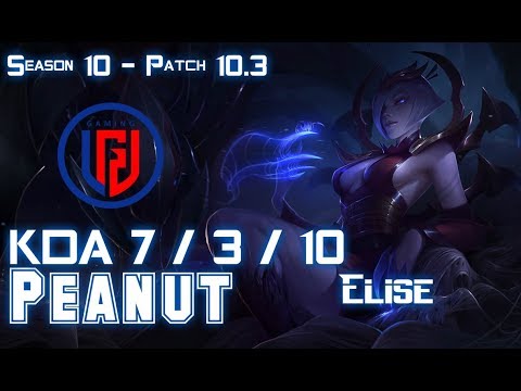 LGD Peanut ELISE vs NIDALEE Jungle - Patch 10.3 KR Ranked