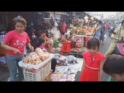 Evening Food View In Phnom Penh- Yummy Snack And Fresh Asian Food In Phnom Penh Market- Food Near Me