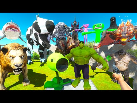 Parkour ZigZag Rescue Around Plant Hulk and Fights Sea Monsters - Animal Revolt Battle Simulator