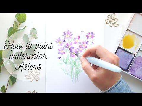 EASY WATERCOLOR FLOWERS | How to Paint Asters | Real Time Watercolor Painting