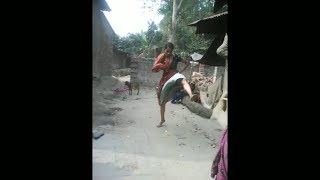 Dancing fight between two village women  Village f