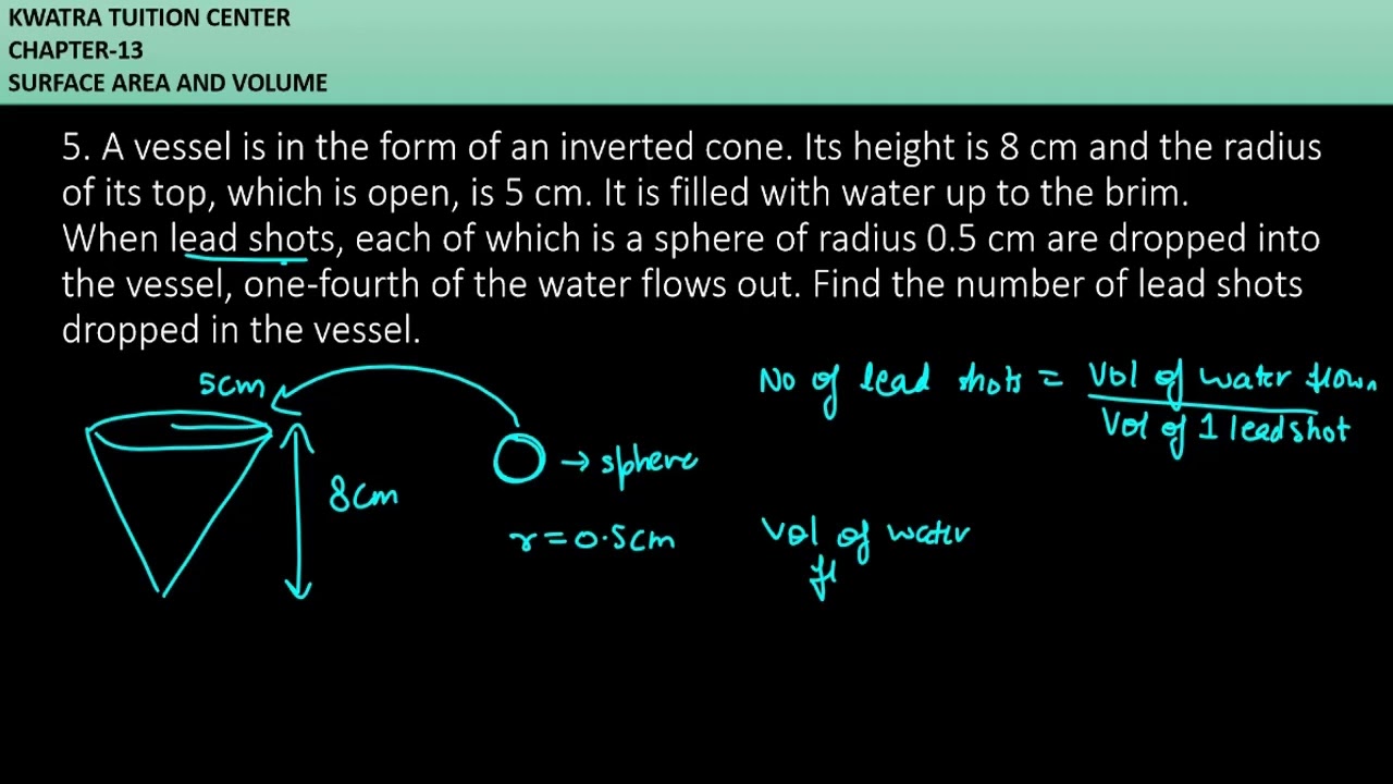 Watch video 5. A vessel is in the form of an inverted cone. Its height is 8 cm and the radius of its top, wh Now 5. A vessel is in the form of an inverted cone. Its height is 8 cm and the radius of its top, wh