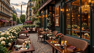 4K Paris Street Cafe at Dusk ☕ Sweet Jazz Music & Relaxing Bossa Nova Music for Study, Work, Focus
