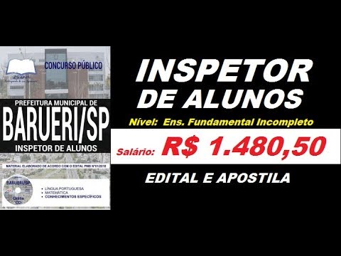 Edital Apostila Concurso Prefeitura de Barueri 2018 Inspetor de Alunos