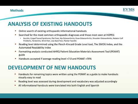 Thumbnail image of video presentation for Implementation of Orthopaedic Patient Educational Materials at a Student-Run Free Clinic