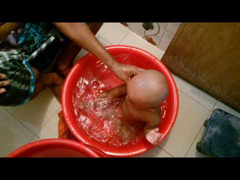 Little baby enjoying bath