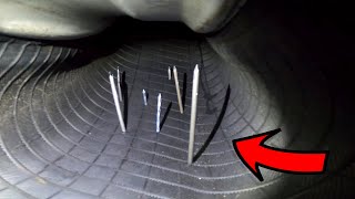 GoPro Inside a CAR TIRE (TIRE vs NAILS)