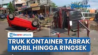 Kecelakaan Beruntun di Turunan Silayur Semarang: Kontainer Terguling, Mobil Terbalik, 3 Orang Luka