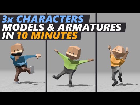 Let's MODEL & RIG 3 characters in 10 MINUTES | Blender 3.5 | ep. 103