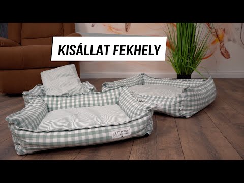 Kisállat fekhely, M méret, kockás világoszöld színben kutya / macska - Videó