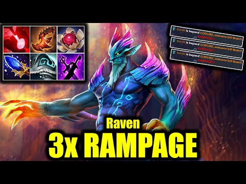 🔥 3x RAMPAGE - Raven - Leshrac - 28 Kills - Dota 2 Pro Game Highlights