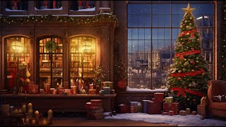 Soft Christmas Jazz Music for Relax, Study, Work 🎄 Warm Night in Cozy Christmas Coffee Shop Ambience