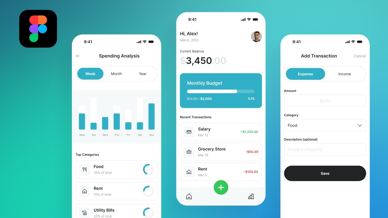 How I Designed a Personal Finance Tracker App – UX/UI from Scratch Figma