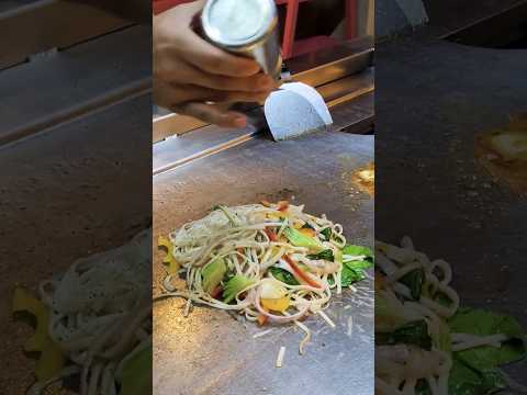 Teppanyaki Grill Food | Japanese Udon Noodles Chicken 🐓#healthyfood #noodles 🥢