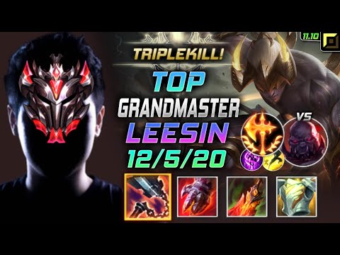 GrandMaster Lee Sin TOP vs Sion - 천상계 탑 리신 템트리 룬 선혈 정복자 リー・シン Ли Син 盲僧 李星 - LOL KR 11.10