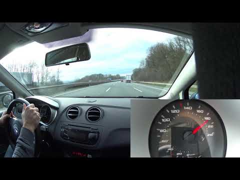 Seat Ibiza TDI Top Speed drive on German Autobahn. В Германии на автобане