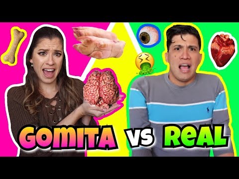 COMIDA DE GOMINOLA Vs REAL | ME COMÍ UN CEREBRO QUE ASCO | NatyGloss