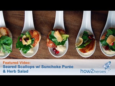 Seared Scallops with Sunchoke Purée & Herb Salad