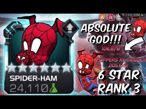 6 Star Rank 3 Spider-Ham - ABSOLUTE GOD MODE CARNAGE GAMEPLAY - Marvel Contest of Champions