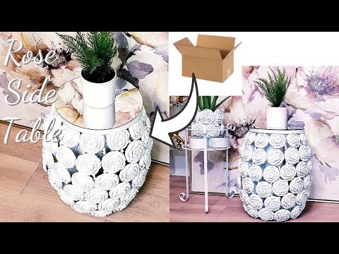 DIY ROSE SIDE TABLE - MIRROR AND VASE DECOR -...