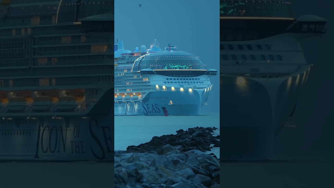 This was our first look at the Icon of the Seas! Incredible entrance to Port Miami. 🛳️#Iconoftheseas