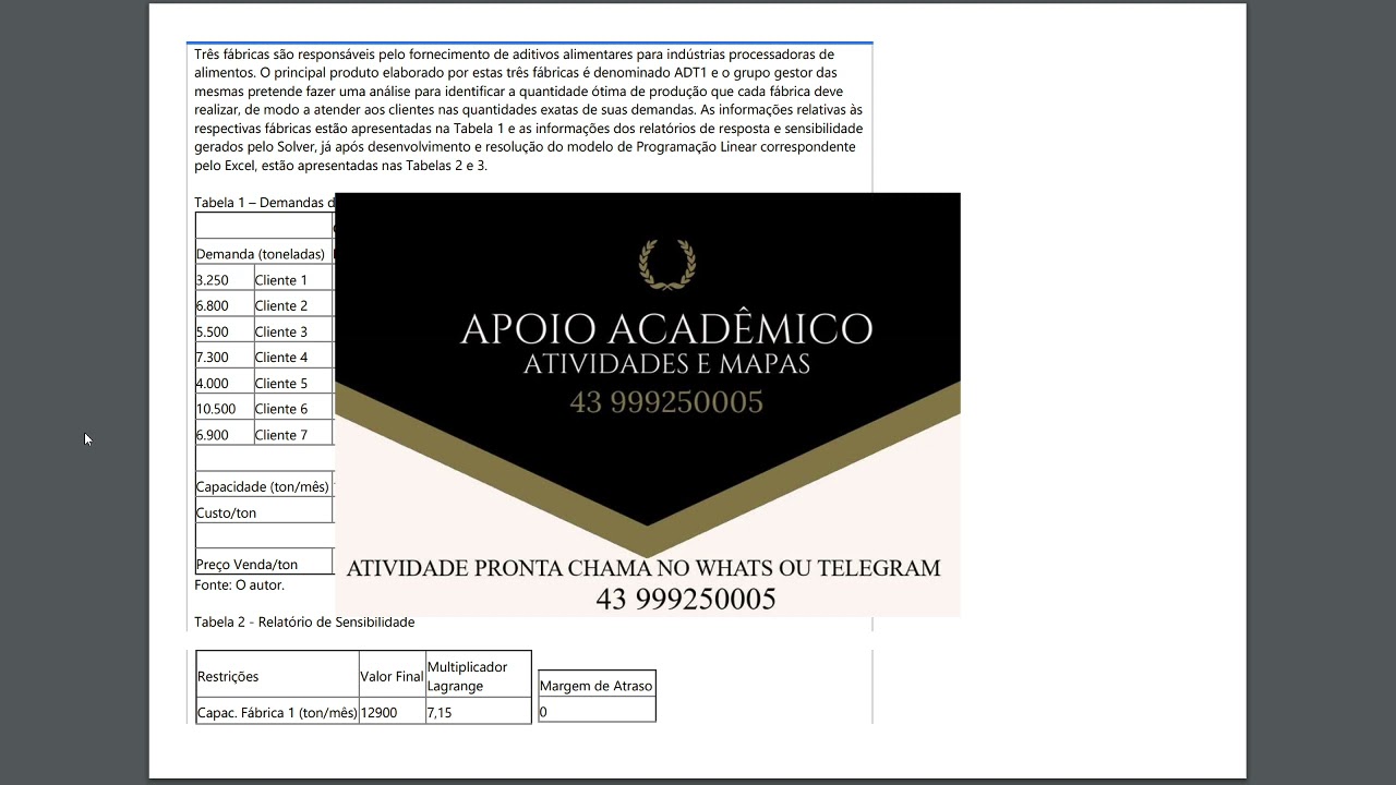 ATIVIDADE 3 - PESQUISA OPERACIONAL