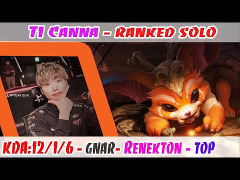 [12/1/6]-[Double Kill]-T1 Canna Gnar VS Renekton TOP