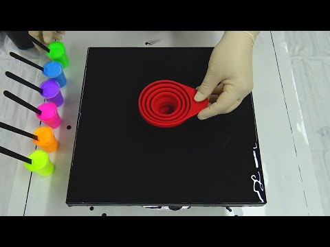 (811) Fluorescent Tornado ~ Funnel pour & Swipe ~ Acrylic pouring ~ Fluid art paintig ~ Fiona Art