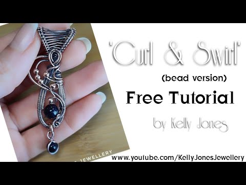 Wire wrap pendant tutorial 'Curl & Swirl' (bead version) by Kelly Jones Jewellery.