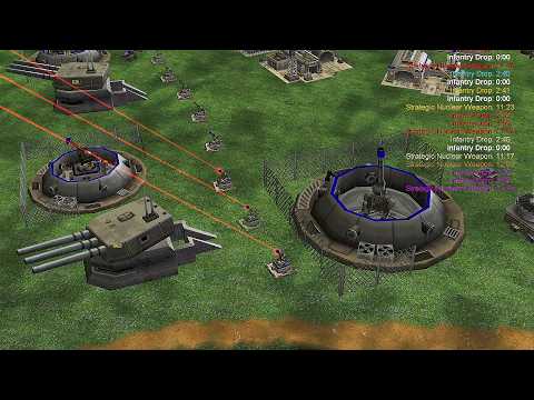 USA Supreme + Mega Artillery + Nuke Aurora vs 7 INFANTRY China Command & Conquer Generals Apocalypti