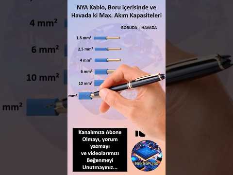NYA Kablo Boru icinde ve Havada ki Akim Kapasiteleri #elektrik #kablo #kesit #nya  #elektropratik