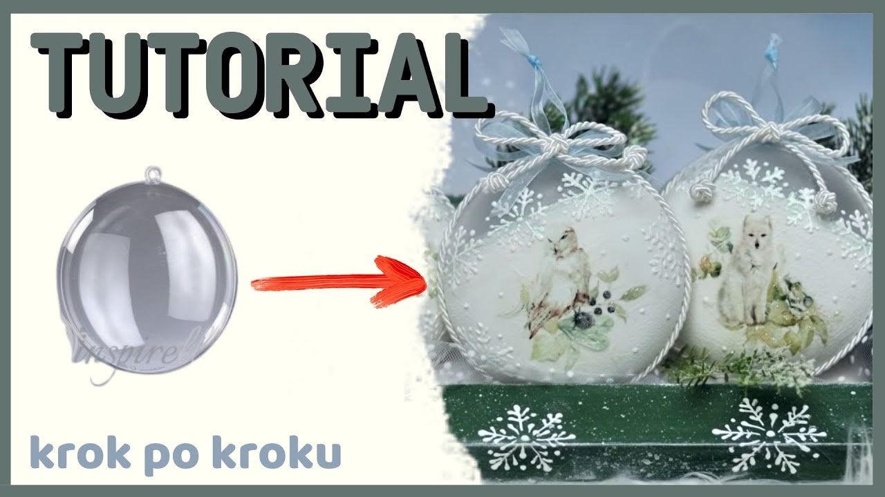 #717 Decoupage bombki decoupage - białe zwierzęta DIY  tutorial