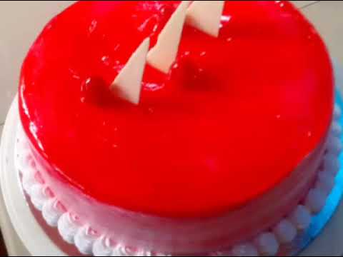 Strawberry cake with mirror glaze decoration