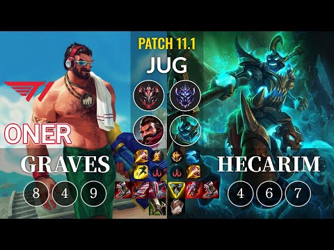 T1 Oner Graves vs Hecarim Jungle - KR Patch 11.1