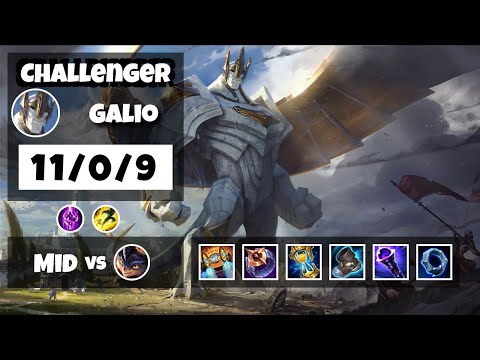 Galio vs Rumble KOREAN Challenger MID (11/0/9) - v11.8