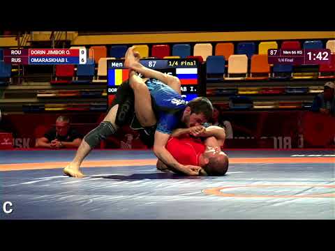 1/4 Men - 66 kg: O. DORIN JIMBOR (ROU) v. I. OMARASKHAB (RUS)