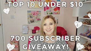 Top 10 Drugstore Makeup Under $10 &&&&& 700 SUBSCRIBER GIVEAWAY!!!!!!