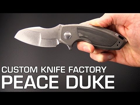Custom Knife Factory Peace Duke Carbon Fiber Titanium Frame Lock Flipper Folding Knife Overview