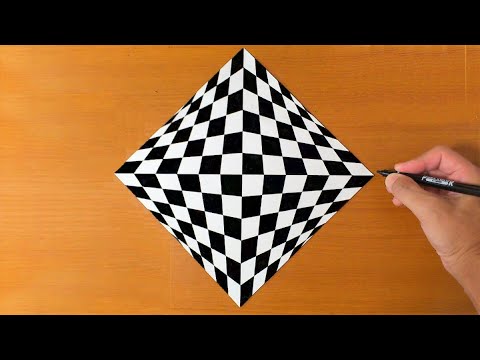 Very Easy！How To Draw 3D Geometric Optical Illusion Art - 3D Trick Art Drawing on paper tutorial