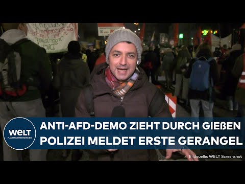 Video Thumbnail: GIEßEN IM AUSNAHMEZUSTAND: Demo bislang friedlich – doch Polizei meldet erste Gerangel