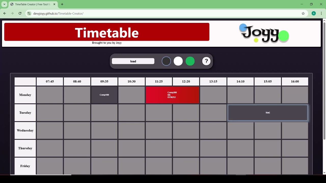 My Timetable Creator Website on GitHub Pages!