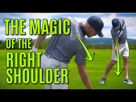 Part of a video titled The Magic Of The Right Shoulder In The Golf Swing - YouTube