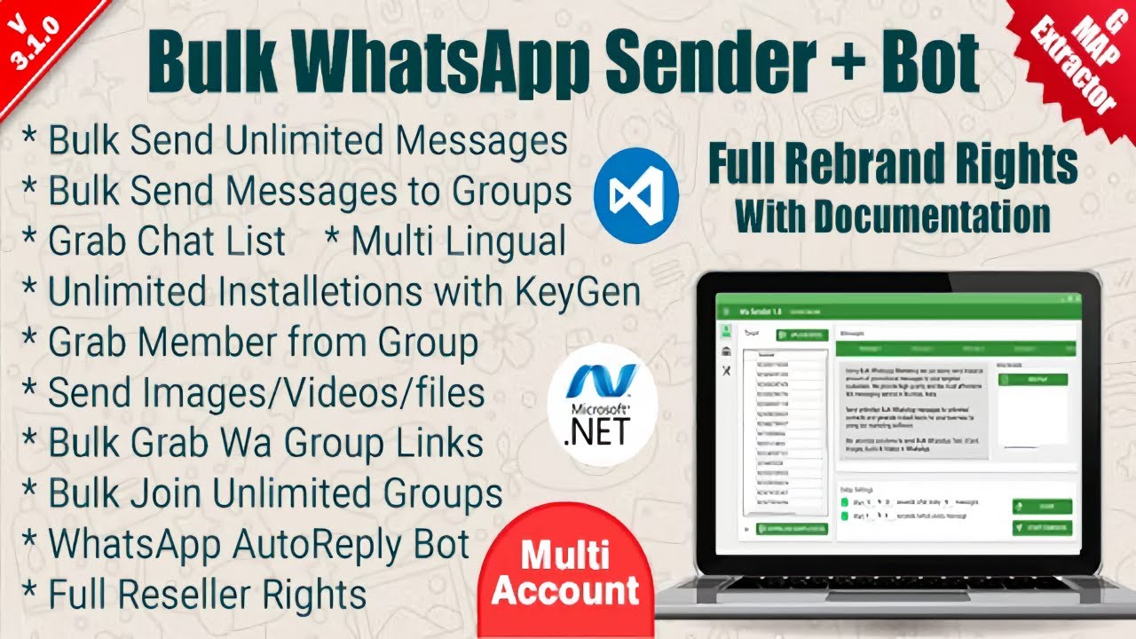 WaSender – Bulk WhatsApp Sender + Group Sender + WhatsApp Auto Reply Bot Windows